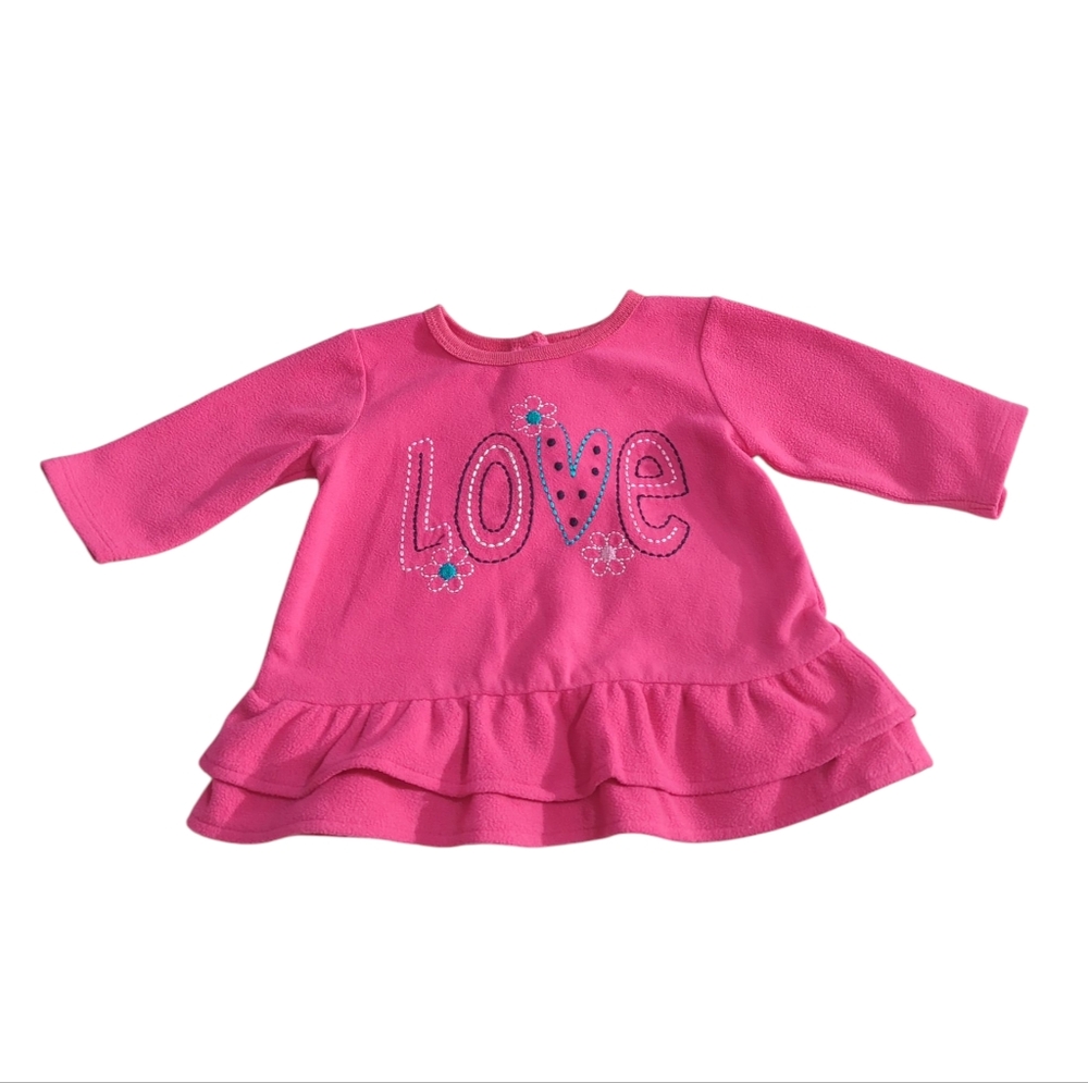 Gerber Pink Long Sleeve Dress With Love Design Size 3-6 months.